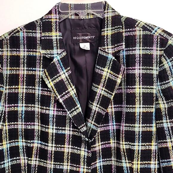 Requirements Retro Glam Tweed Cropped Blazer Multi Color Size 14 (NWT) - Picture 3 of 9